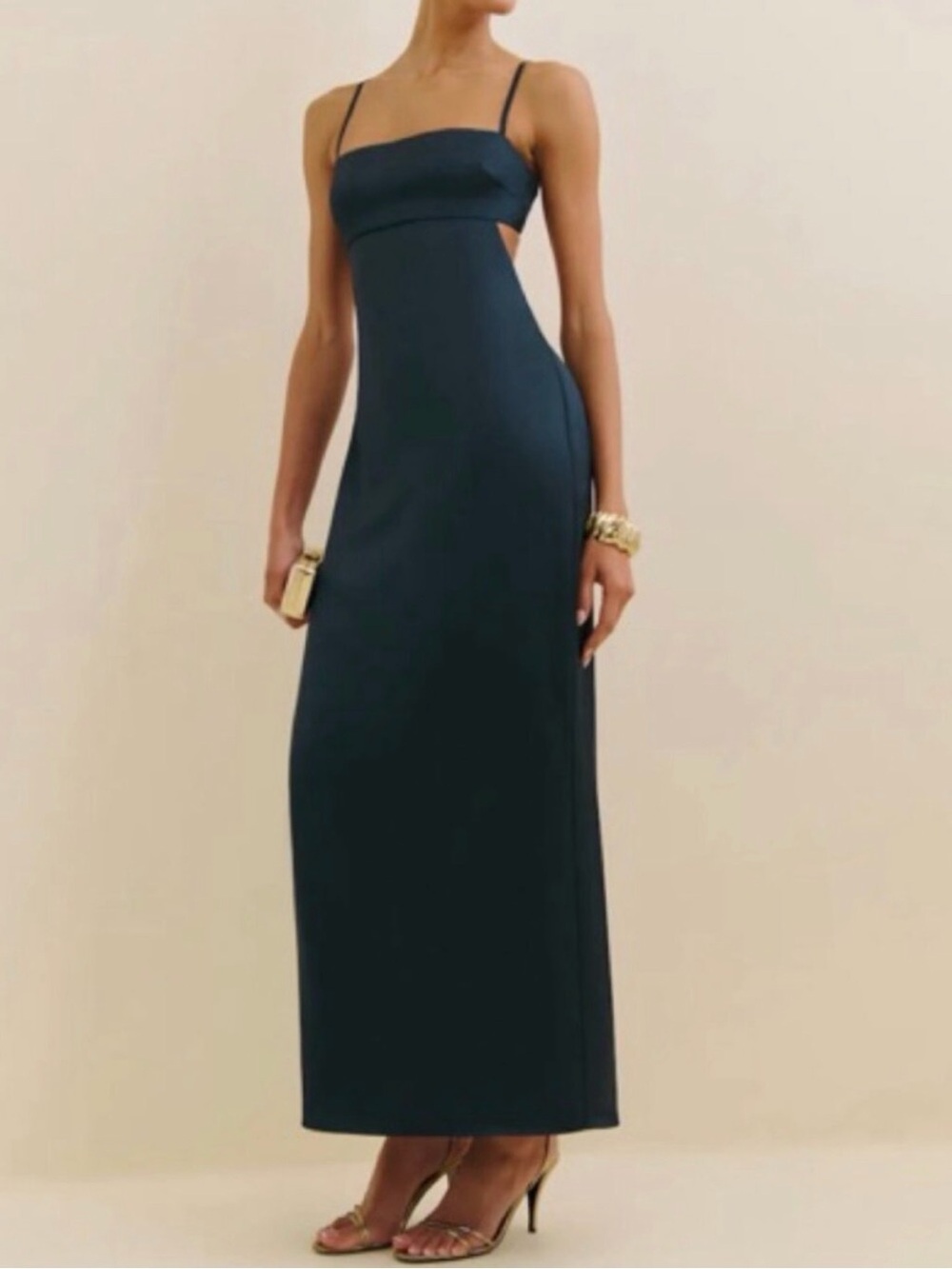 Reformation Jane Satin Maxi Dress Open Back Navy Blue
Back Slit size 8 - Picture 2 of 12